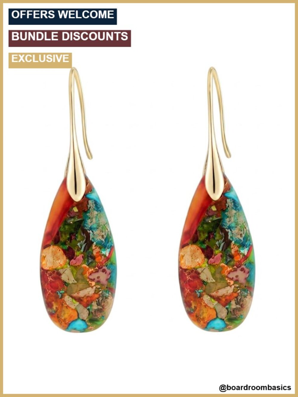Gold Tone Teardrop Dangle Earrings Drop Hook
